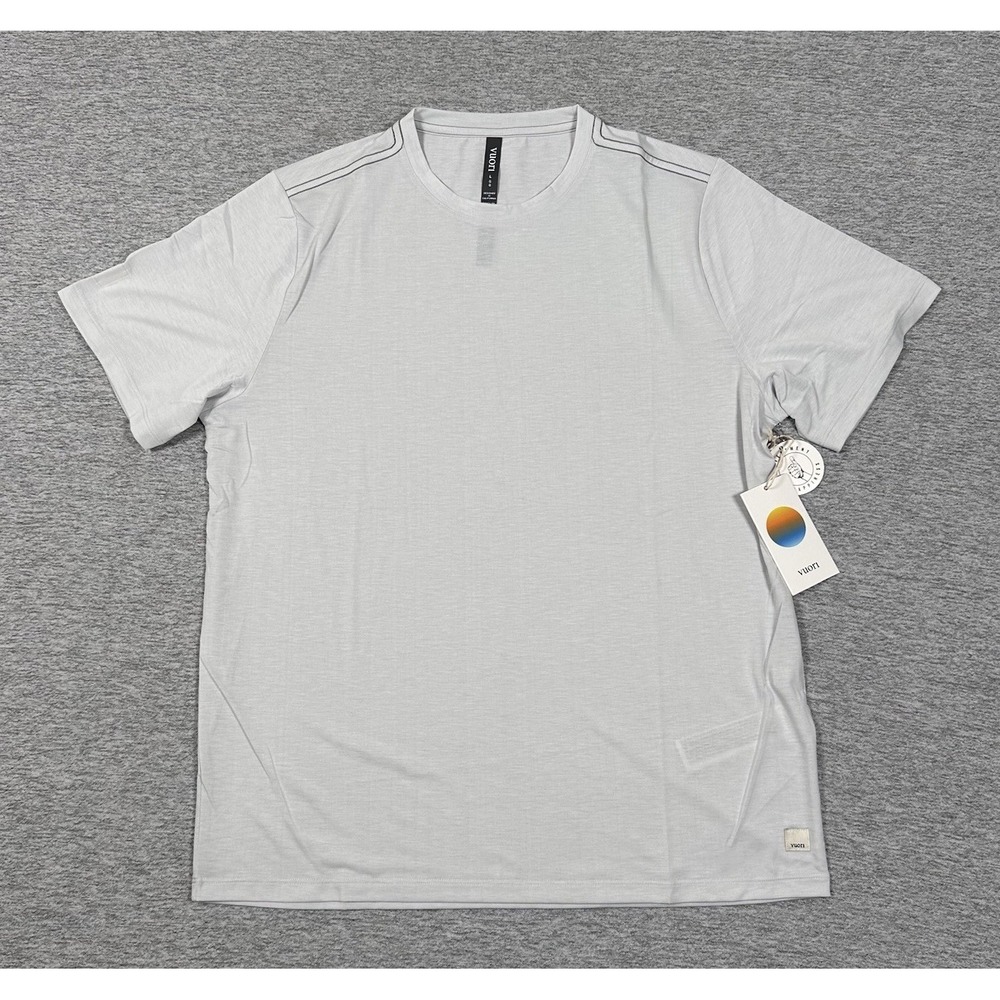Vuori T-Shirt Mens Large Frost Gray Current Tech Crew Neck Tee Active Gym